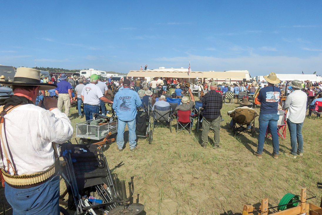 This shows just a part of the crowd at the Saturday morning shooters’ meeting.